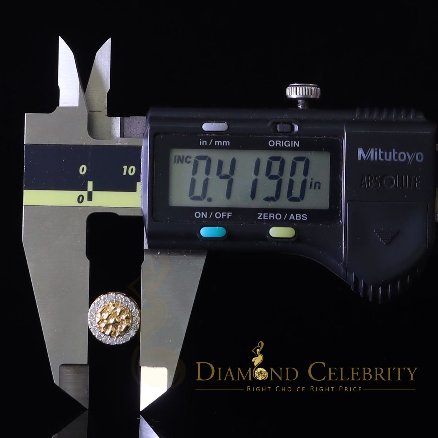 DiamondCelebritees 1.50ct Moissanite Yellow 925 Sterling Silver Women's Circle Shape Nugget Earring