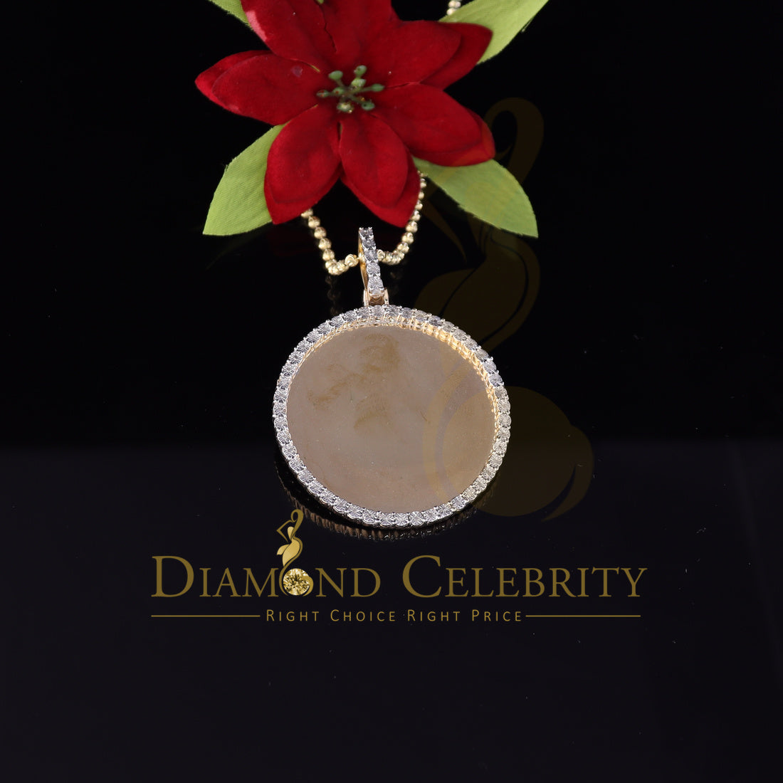 DiamondCelebritees Real 0.25ct Diamond 925 Sterling Silver 2" PICTURE Charm Fashion Yellow Pendant