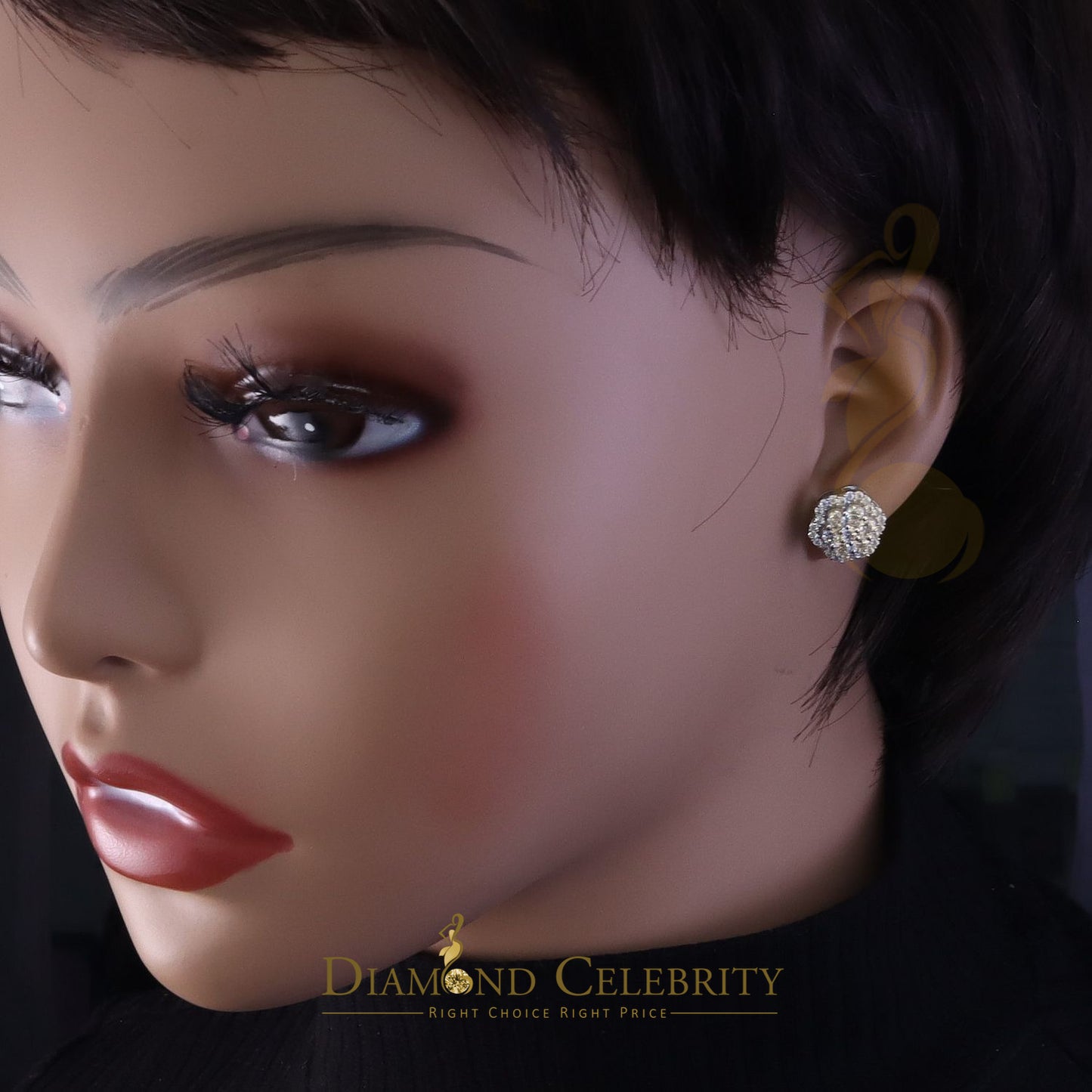 Diamondcelebritees New Women's/Men's 925 Silver White 2.00ct VVS D Moissanite Floral Stud Earrings