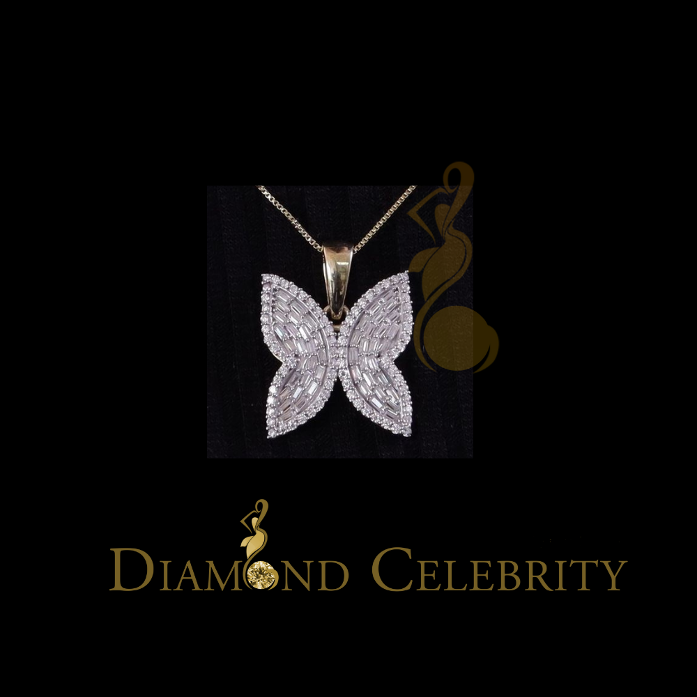 Diamondcelebritees Men's/Womens 925 Silver Yellow 1.50ct VVS 'D' Moissanite Butterfly Pendant