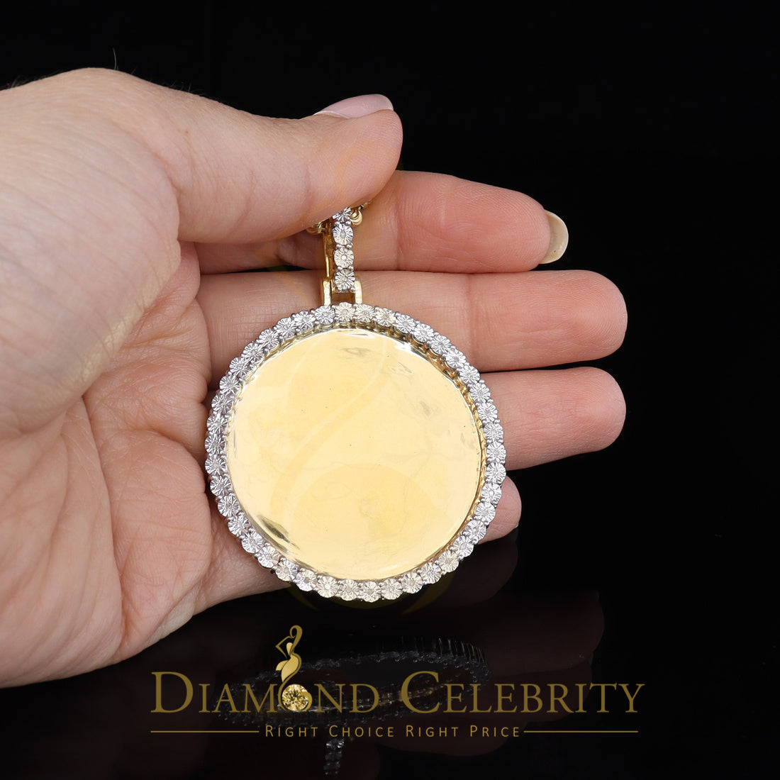 DiamondCelebritees Real 0.25ct Diamond Sterling Silver 1.75" PICTURE Charm Fashion Yellow Pendant
