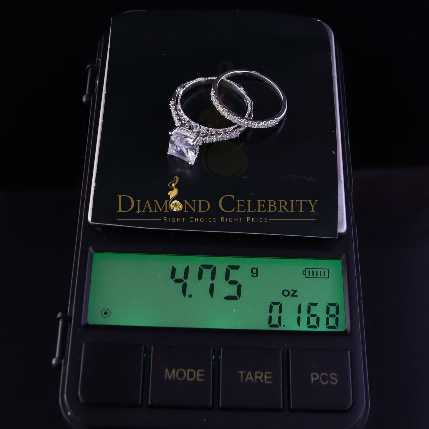 DiamondCelebritees 4.71ct White Cubic Zirconia 925 Sterling Silver Bridal Fashion Womens Ring SZ 7