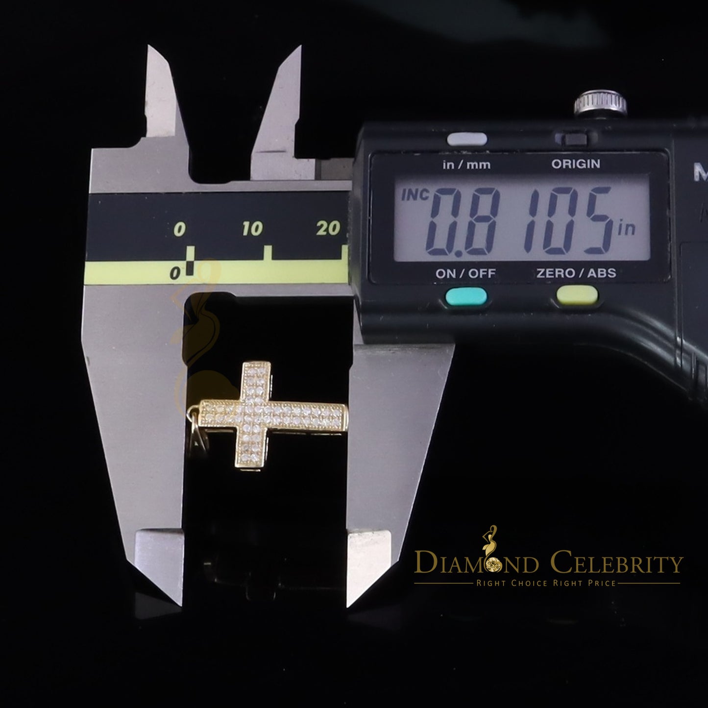 DiamondCelebritees Yellow 925 Sterling Silver Cross Shape Pendant with 0.44ct Cubic Zirconia Stone