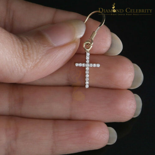 DiamondCelebritees Yellow 0.40ct Sterling 925 Silver Hip Hop Cross Dangling Women's & Men's Earring