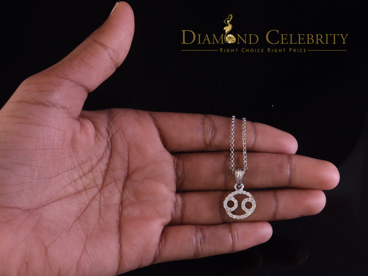 DiamondCelebritees 0.70ct Cubic Zirconia White Silver CANCER JULY Month Pendant Men's & Women's