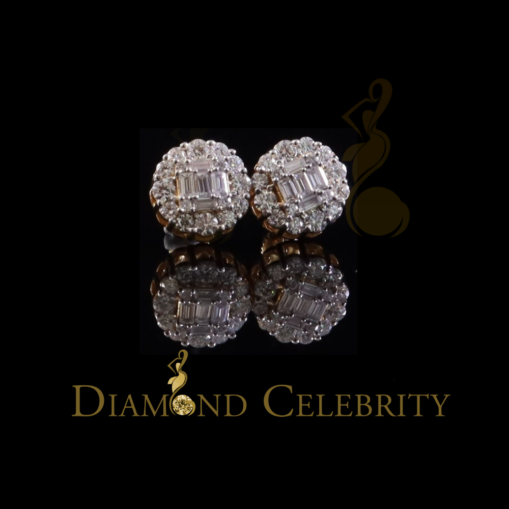 DiamondCelebritees Men's/Womens 925 Silver Yellow 1.50ct VVS 'D' Moissanite Round Stud Earrings