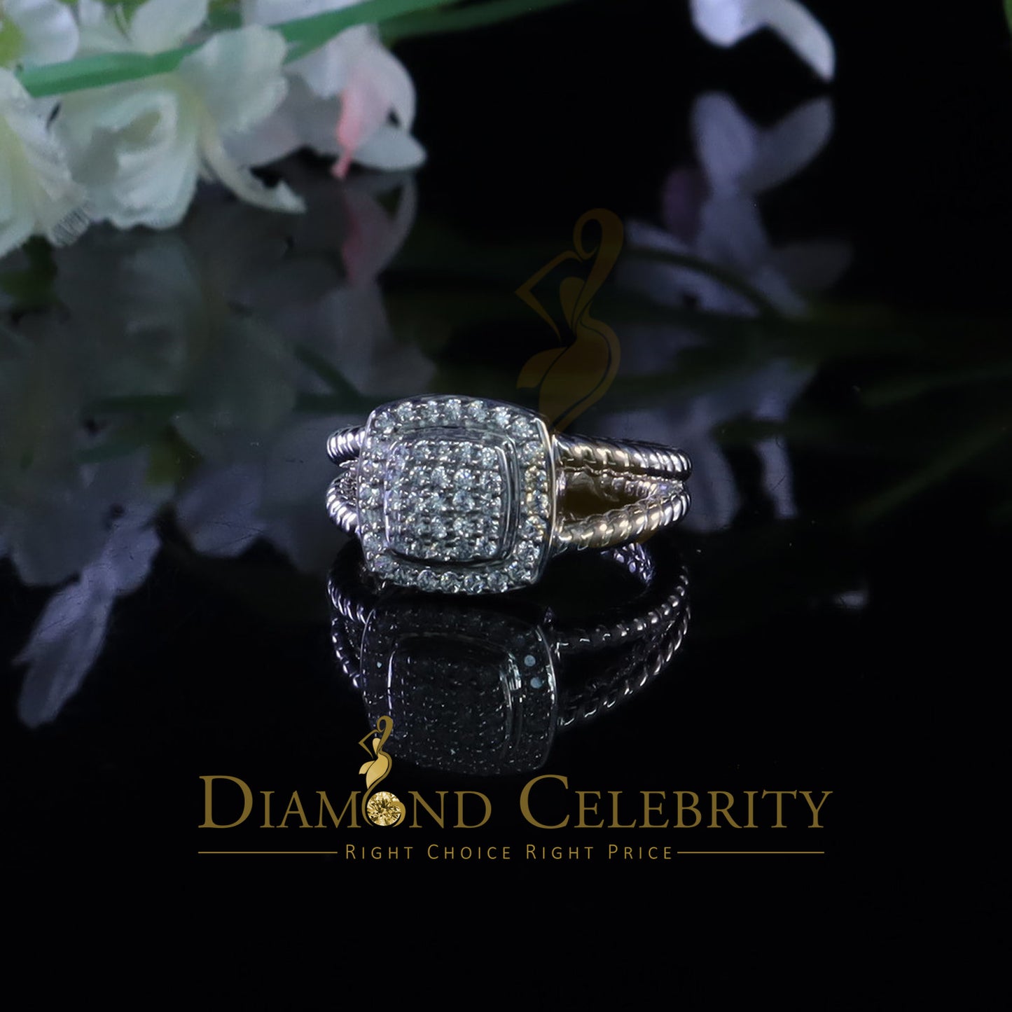 DiamondCelebritees 0.95ct Cubic Zirconia 925 Sterling White Silver Square Womens Ring Size 7.5