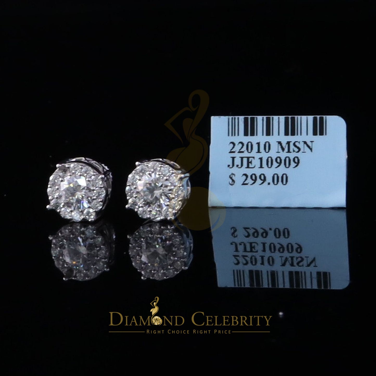 Diamondcelebritees New Women's/Men's 925 Silver White 0.75ct VVS 'D' Moissanite Round Stud Earrings