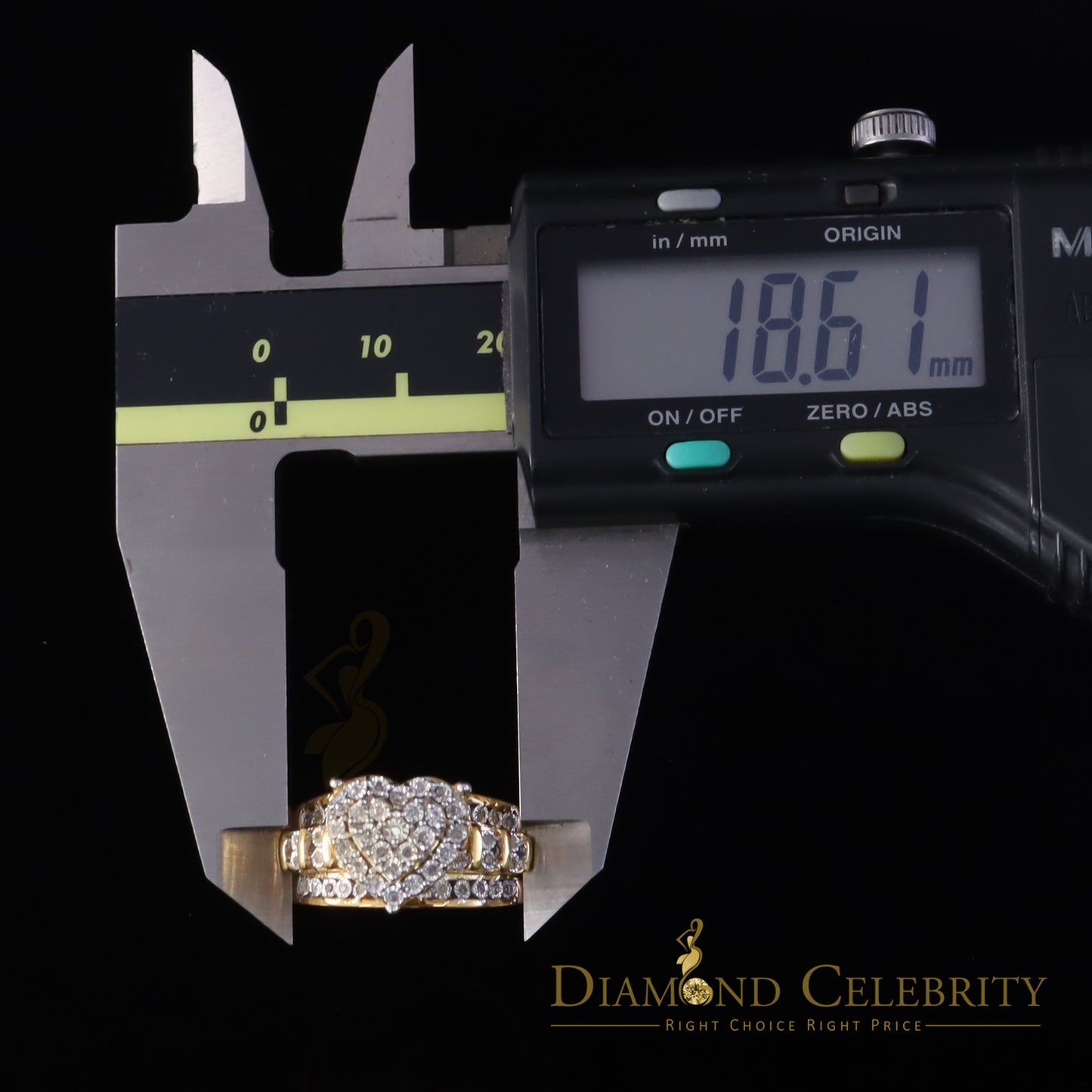 DiamondCelebritees Cinderella Real Diamond 0.25ct Heart Ring SZ7 Real 925 Yellow Silver for Women