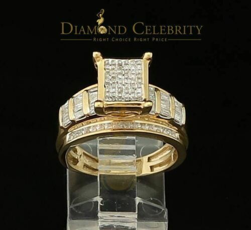 DiamondCelebritees Real Diamond 0.75ct Engagement Silver WomensYellow Rings Size 6.50 Square Shape