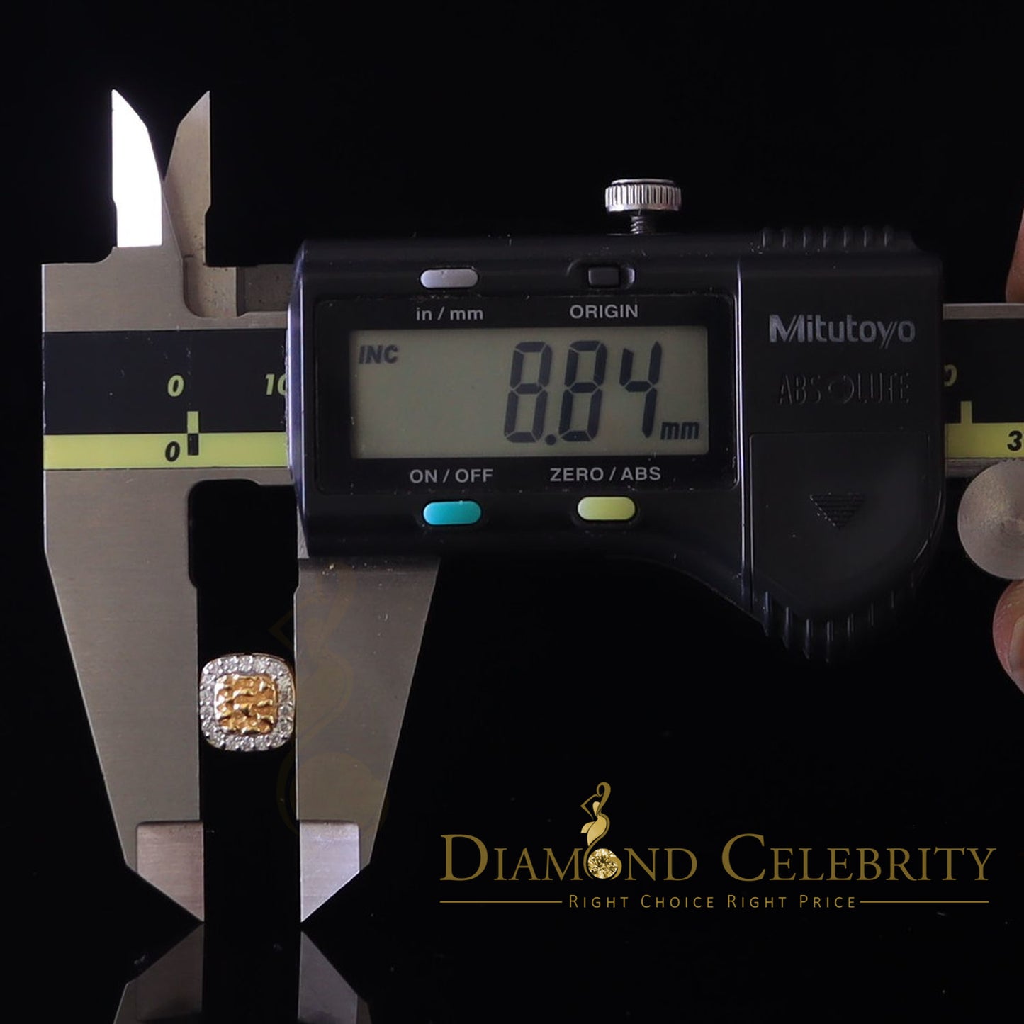 DiamondCelebritees 1.00ct Moissanite Yellow 925Silver Womens Round Edge Square Shape Nugget Earring