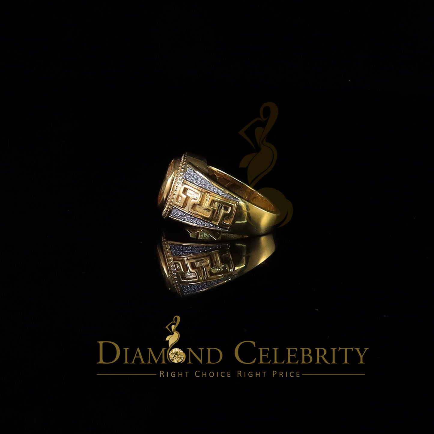 DiamondCelebritees 8.10ct Yellow Silver Oval Cubic Zirconia Men Adjustable Ring From SZ 9 to 11
