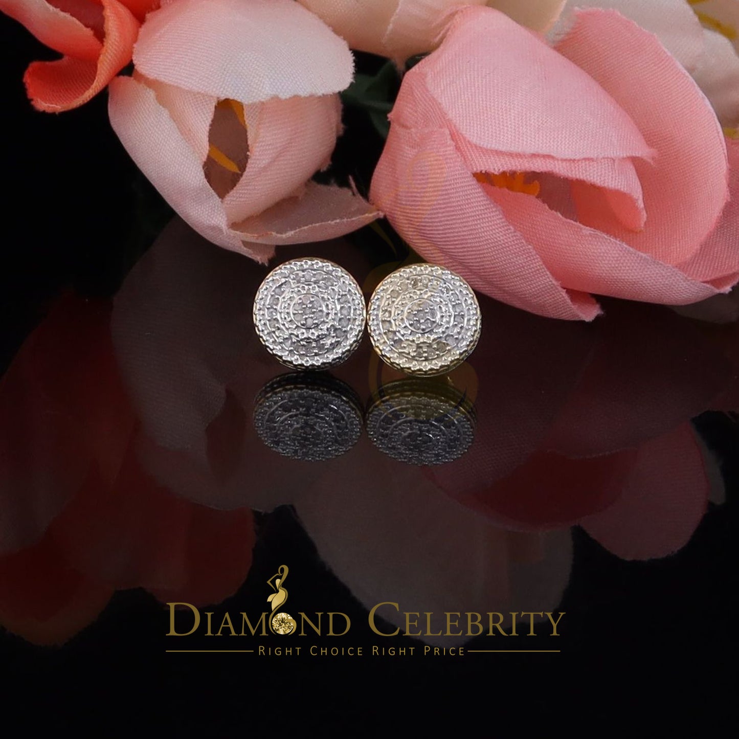 DiamondCelebritees 0.15ct Diamond 925 Sterling Silver Yellow Round Earrings For Women 's / Men's
