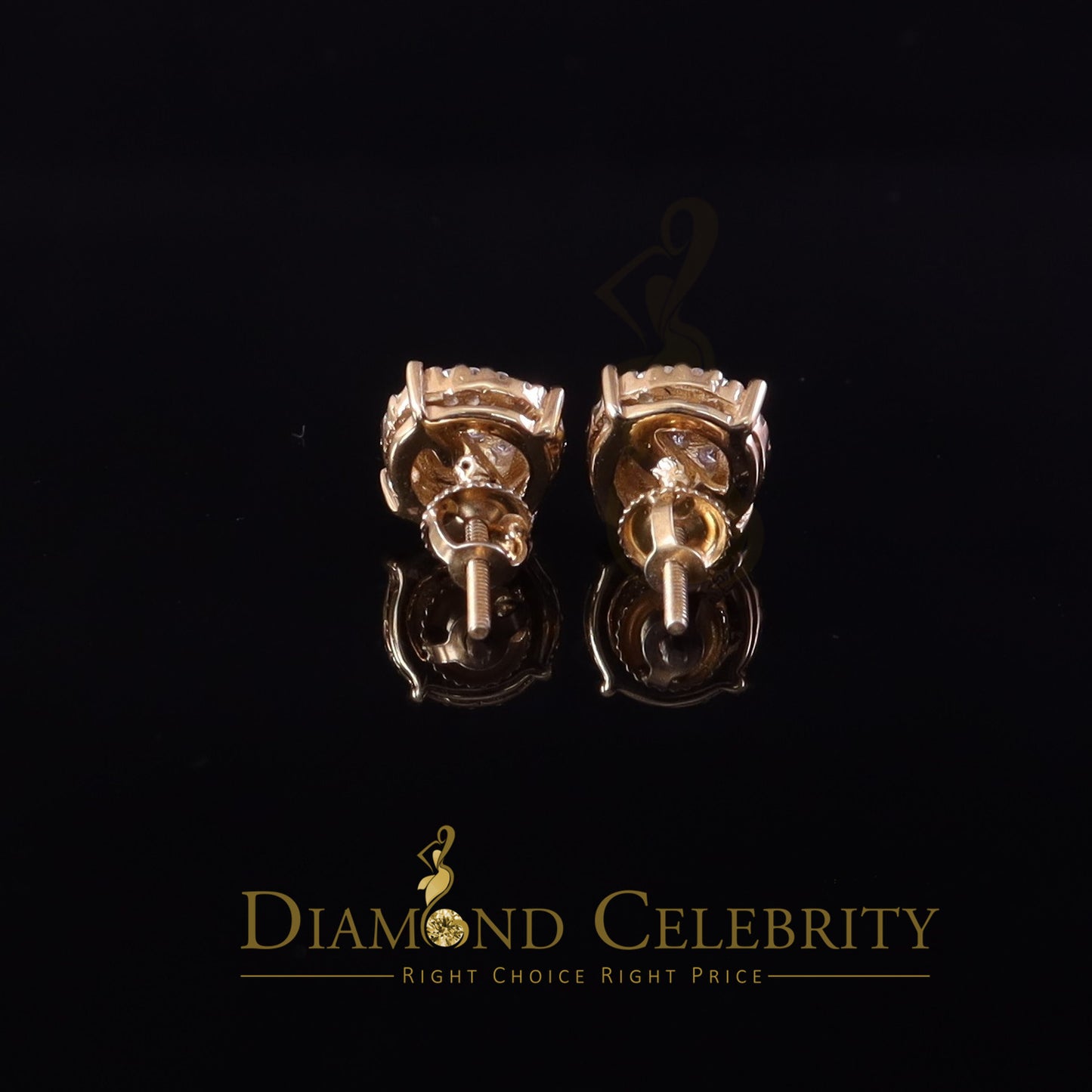DiamondCelebritees 925 Silver Yellow 0.40ct VVS 'D' Moissanite Round Men's / Womens Stud Earrings