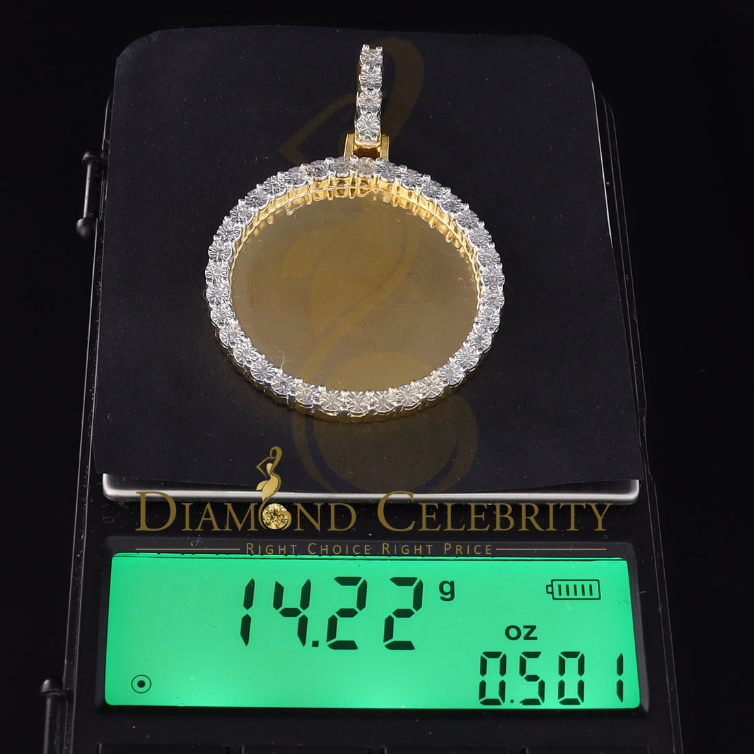 DiamondCelebritees Real 0.15ct Diamond Sterling Silver 1.50" PICTURE Charm Fashion Yellow Pendant