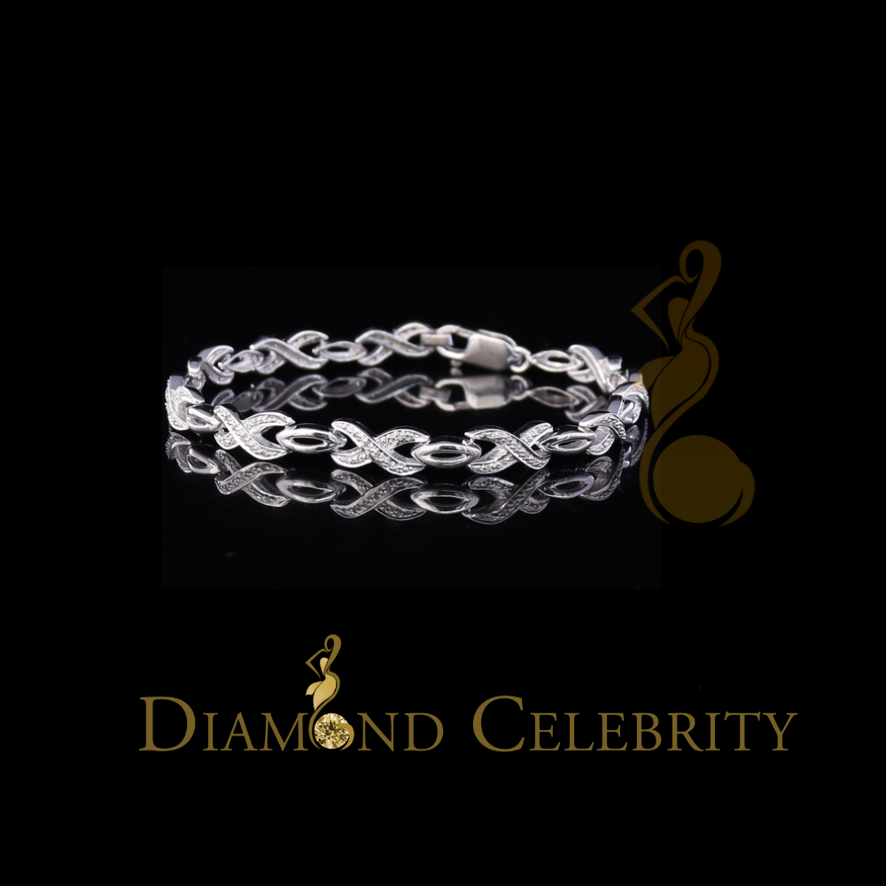 Diamondcelebritees 925 Silver White Exotic Design Bracelet Size 7 Inch 0.20CT Genuine Diamonds