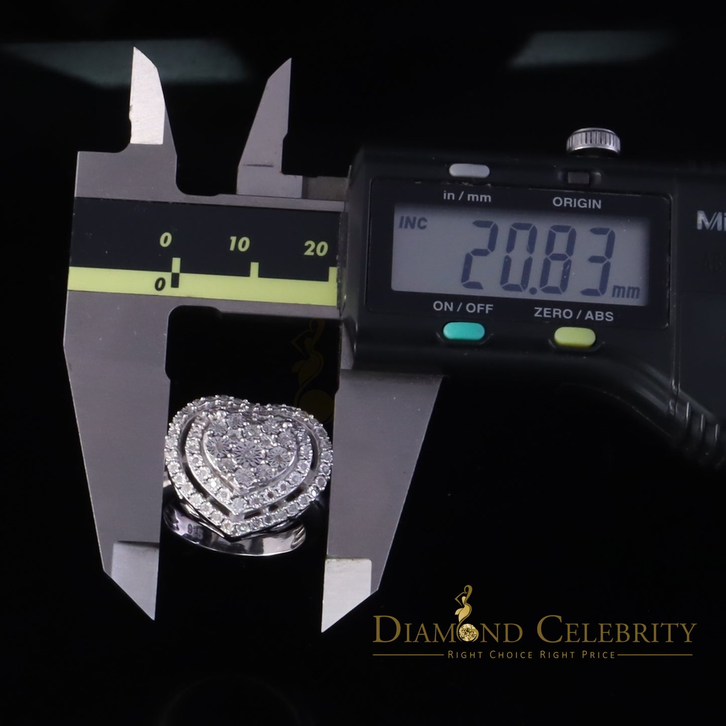 DiamondCelebritees New Big Heart Real Diamond 0.33ct White 925 Sterling Silver Women Charm Ring SZ8