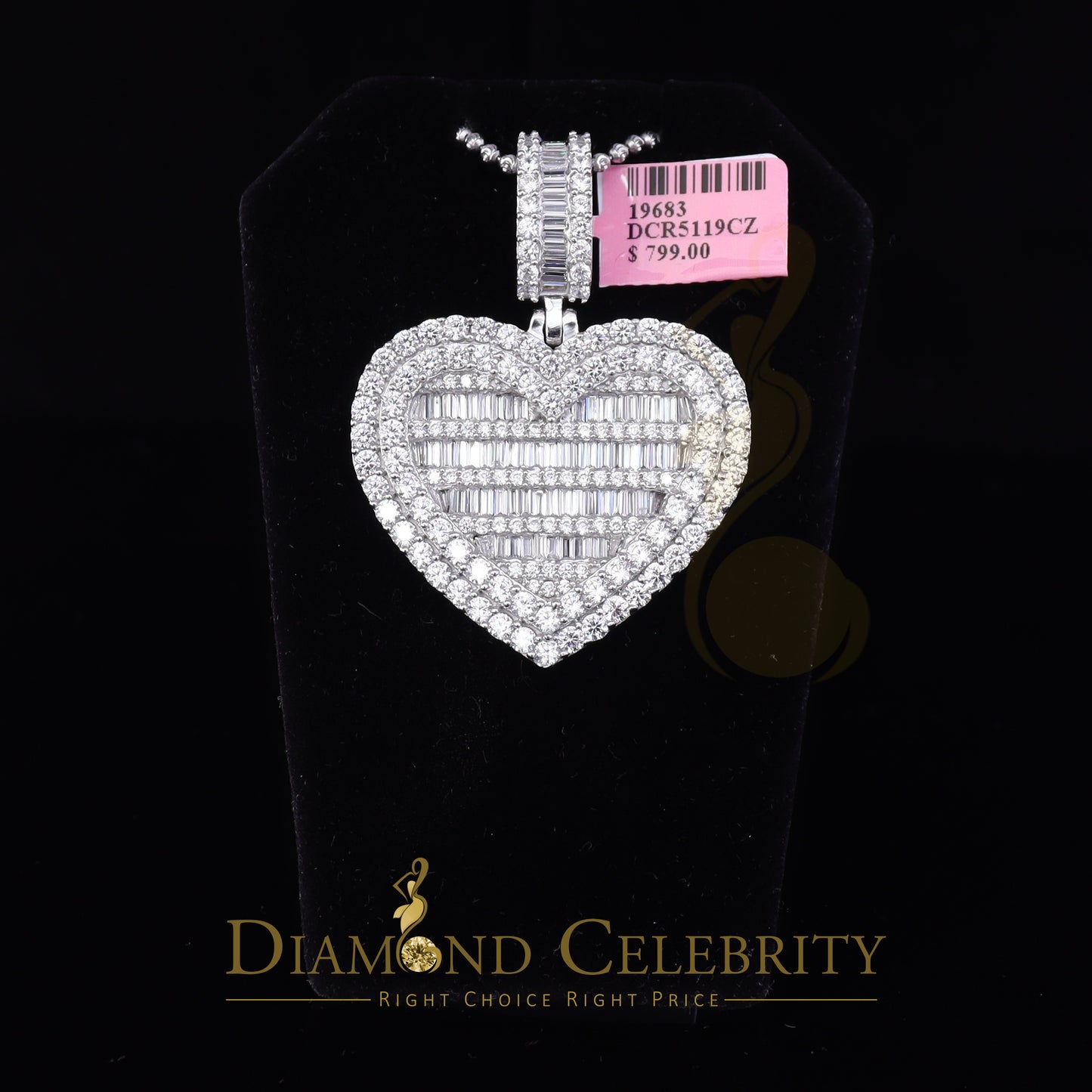 DiamondCelebritees Sterling Silver Beautiful 15.74ct Cubic Zirconia Pendant White Heart Shape
