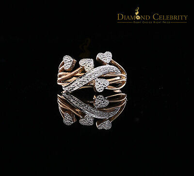 DiamondCelebritees Real 0.05CT Real Diamond Real 10kt Yellow Gold Womens HEART ARROW Ring Size 6.5