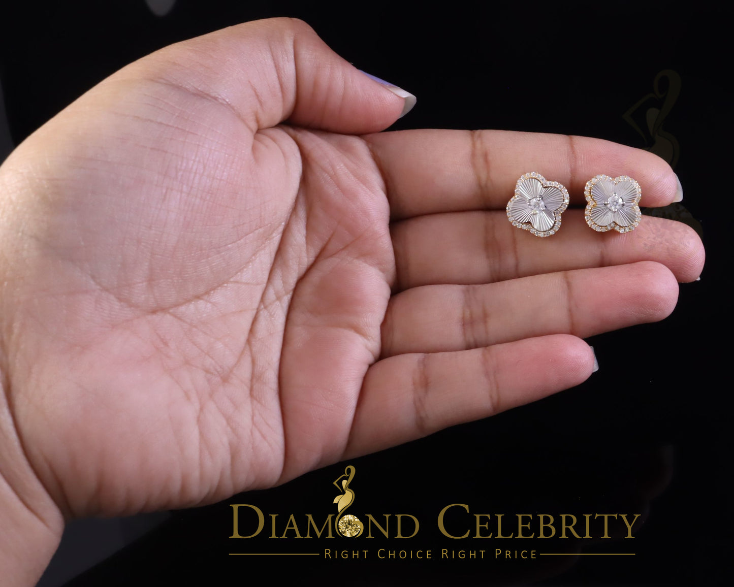 DiamondCelebritees 925 Yellow Silver0.66ct VVS 'D' Moissanite Square Stud Earring Men's/Womens