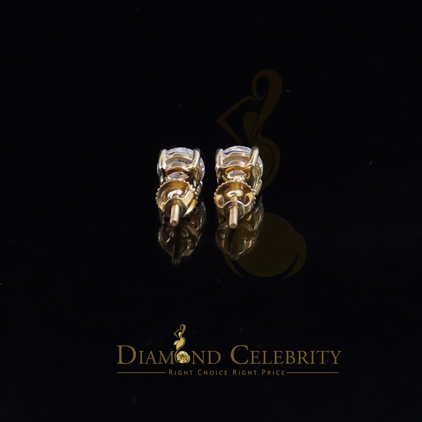 DiamondCelebritees 1.25ct VVS 'D' Moissanite Men's/Womens 925 Silver Yellow Round Stud Earrings