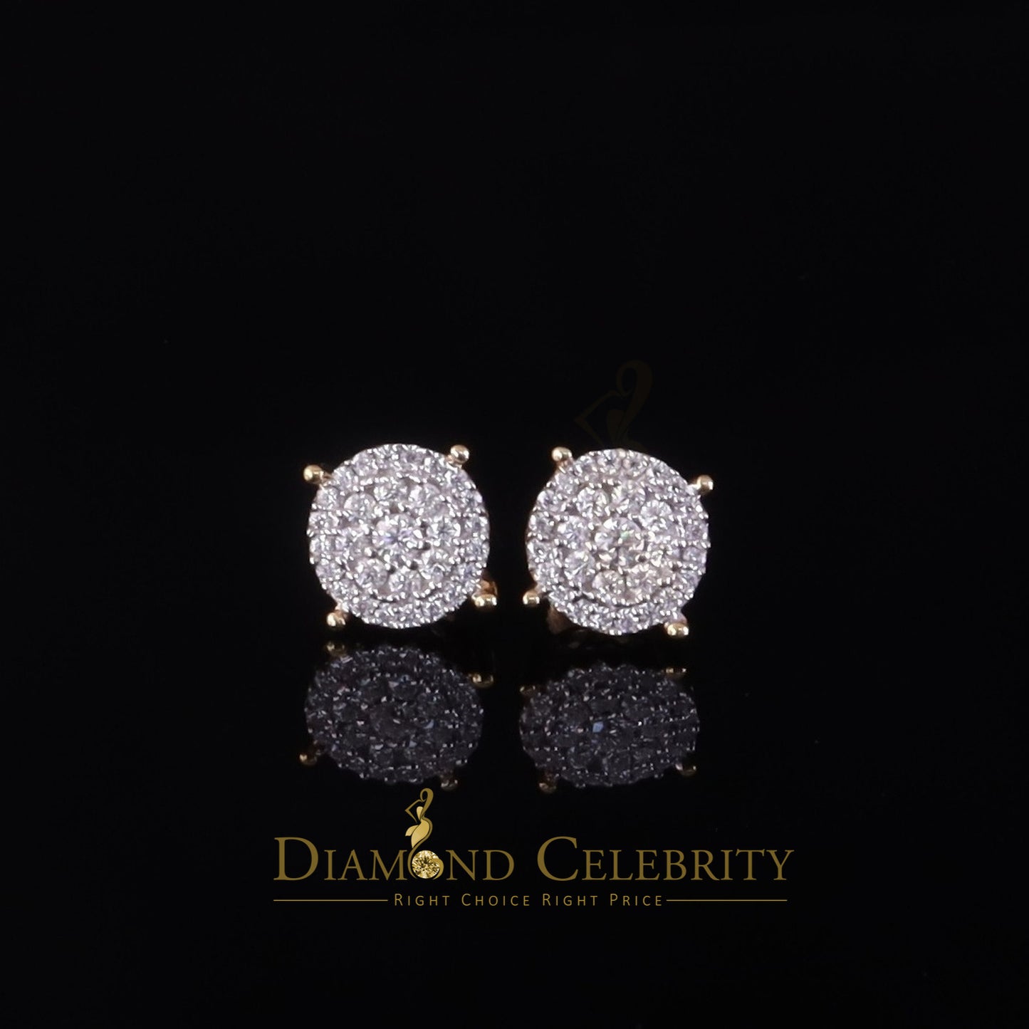 DiamondCelebritees Men's/Womens 925 Silver Yellow 0.50ct VVS 'D' Moissanite Round Stud Earrings