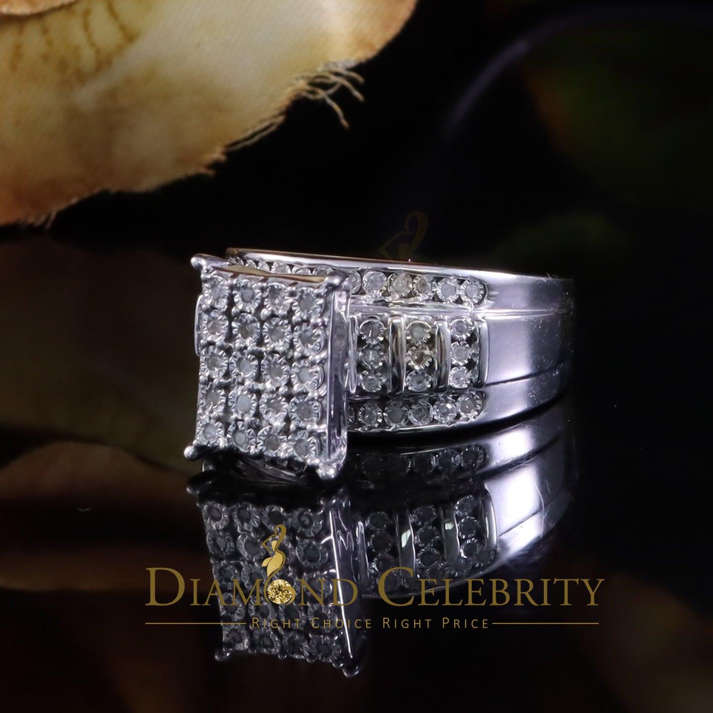 DiamondCelebritees Mirage 0.2ct Diamond Real Cinderella Rectangle 925 Silver White Womens Ring Sz 7