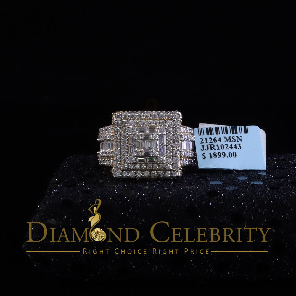 DiamondCelebritees 925 Yellow Silver 5.00ct VVS 'D' Moissanite Stone Men's for Square Rings Size 10