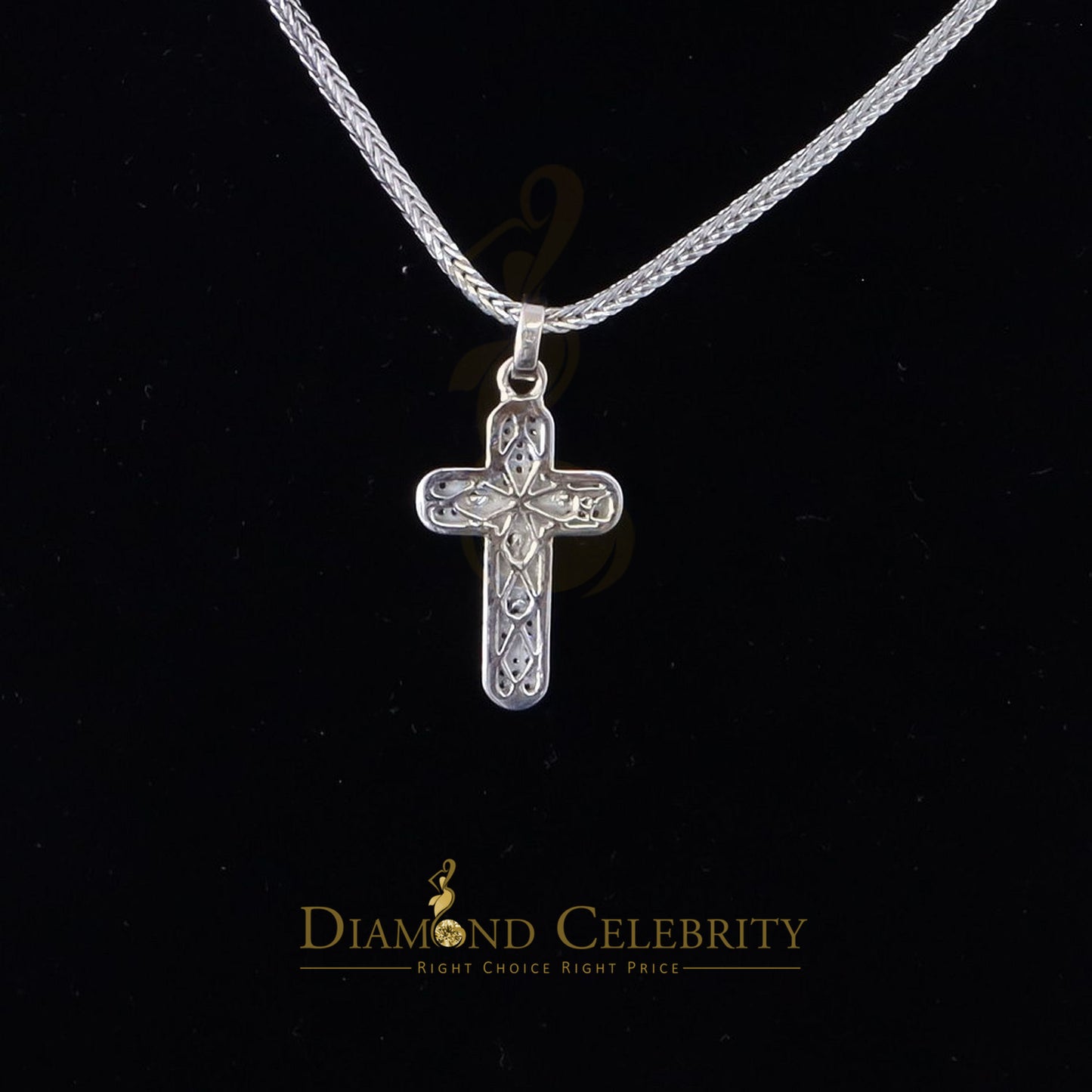 DiamondCelebritees Real 0.33ct Diamond Sterling Silver White Cross Pendant