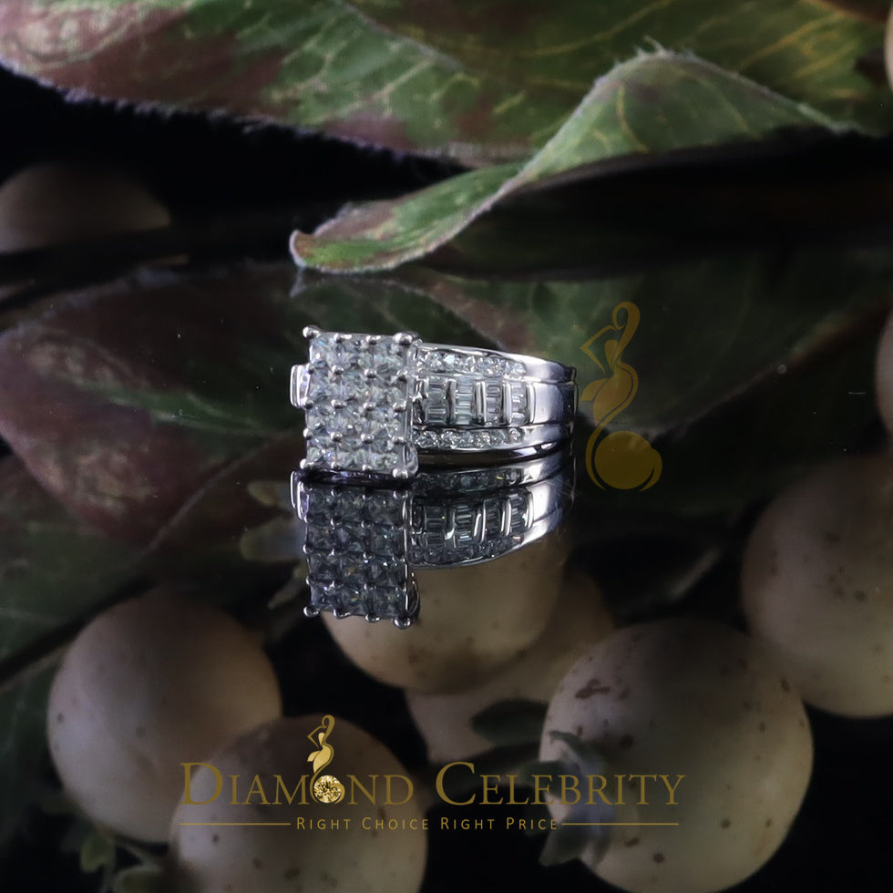 DiamondCelebritees 925 White Silver Square 1.10ct Cubic Zirconia Engagement Womens Ring Size 6.5