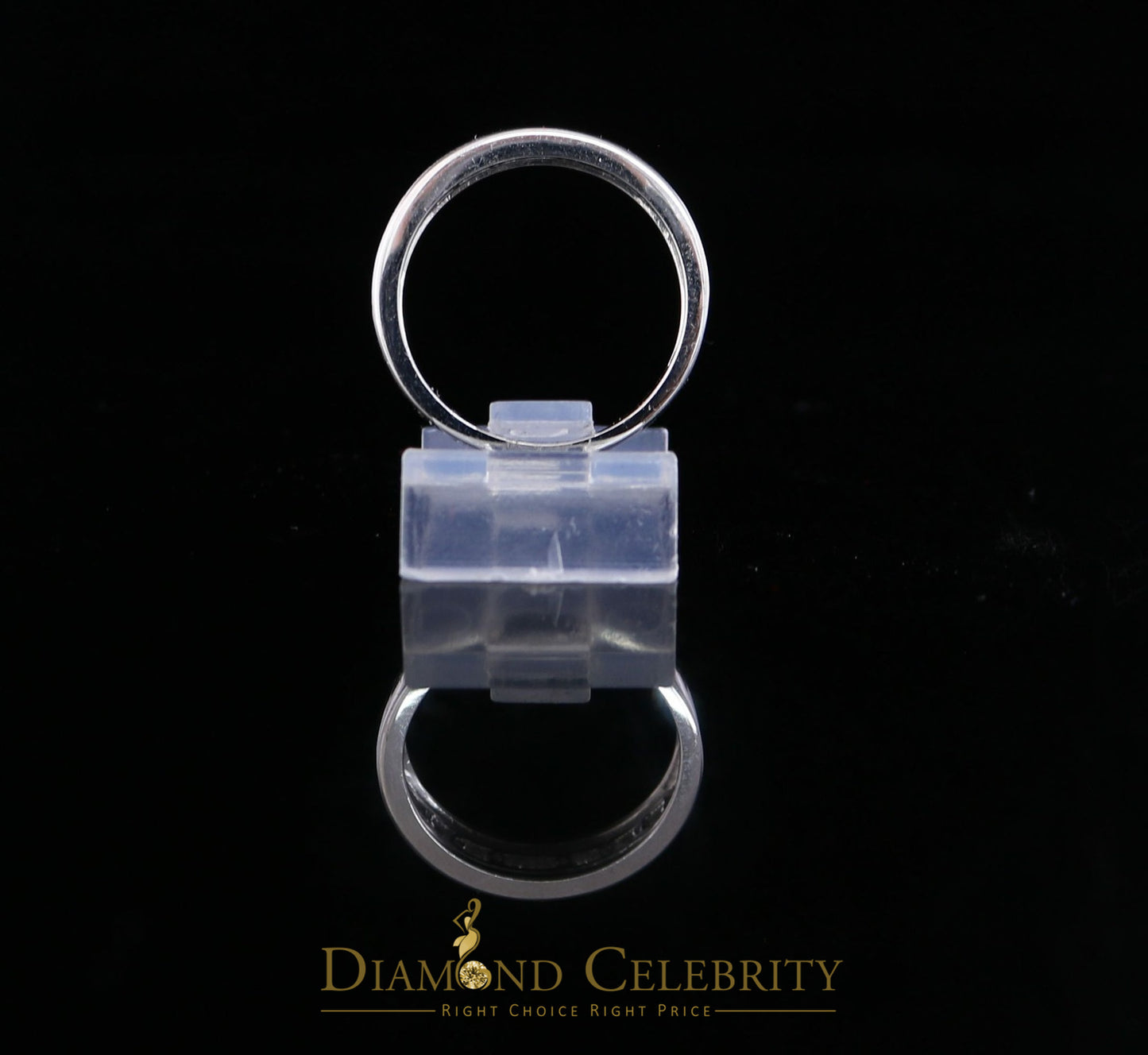 DiamondCelebritees 10K Real White Gold with 0.15CT Real Diamond Round-Shape Womens Ring Size 6.5