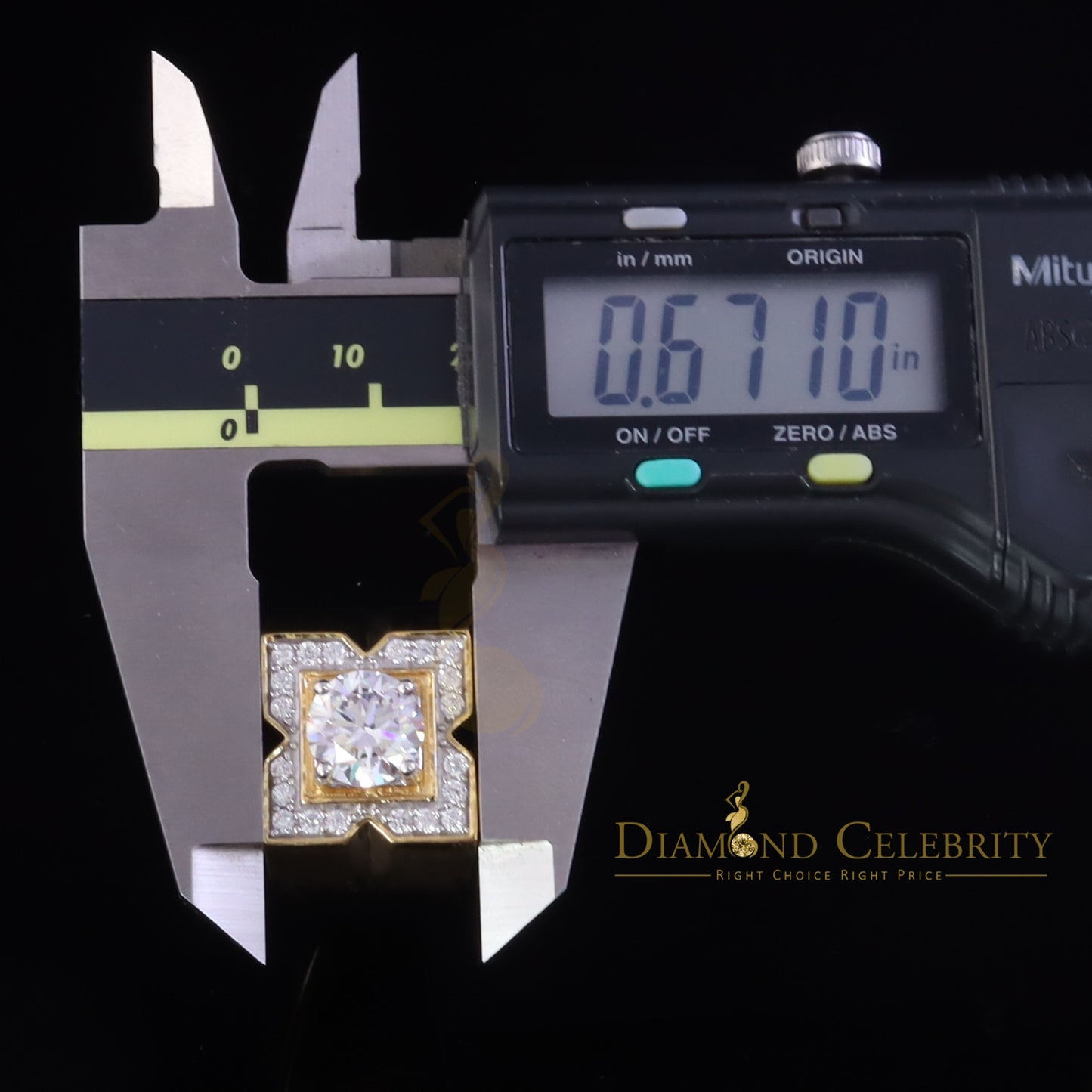 DiamondCelebritees 4.50ct Cubic Zirconia Yellow 925 Silver Men's Adjustable Ring SZ From 9 to 11