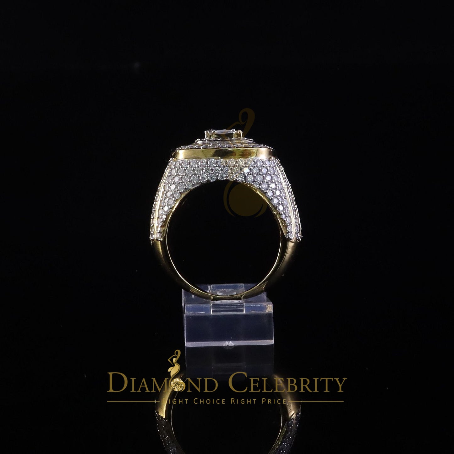 DiamondCelebritees Men's 925 Sterling Silver 5.50ct VVS 'D' Moissanite Yellow Round Rings Size 10