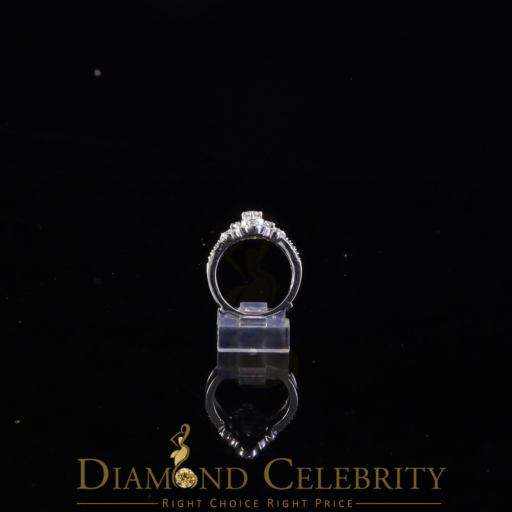 DiamondCelebritees 925 White Silver 2.00ct VVS D Moissanite Fancy Ring W/ Guard in SZ7 for Women
