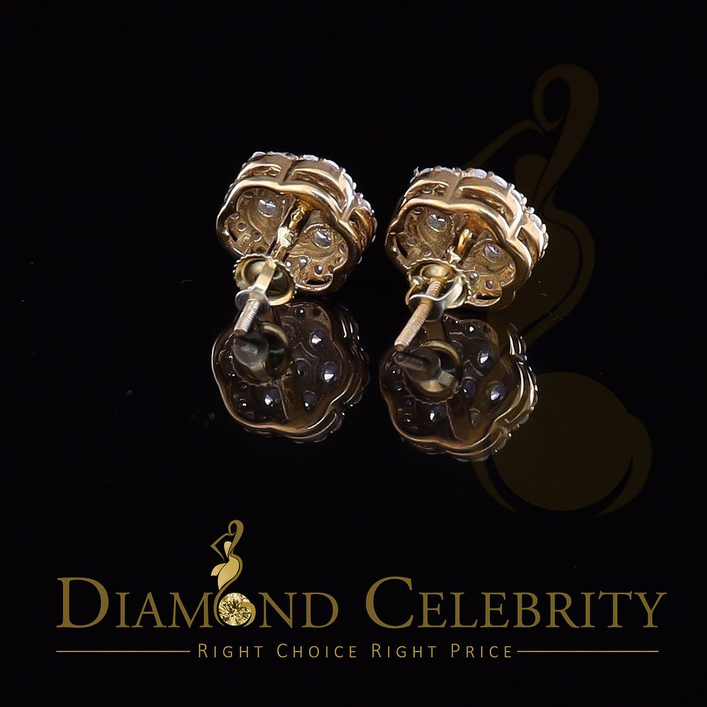 DiamondCelebritees 925 Yellow Silver 2.7ct Cubic Zirconia Flower Fashion Women's & Men's Earrings