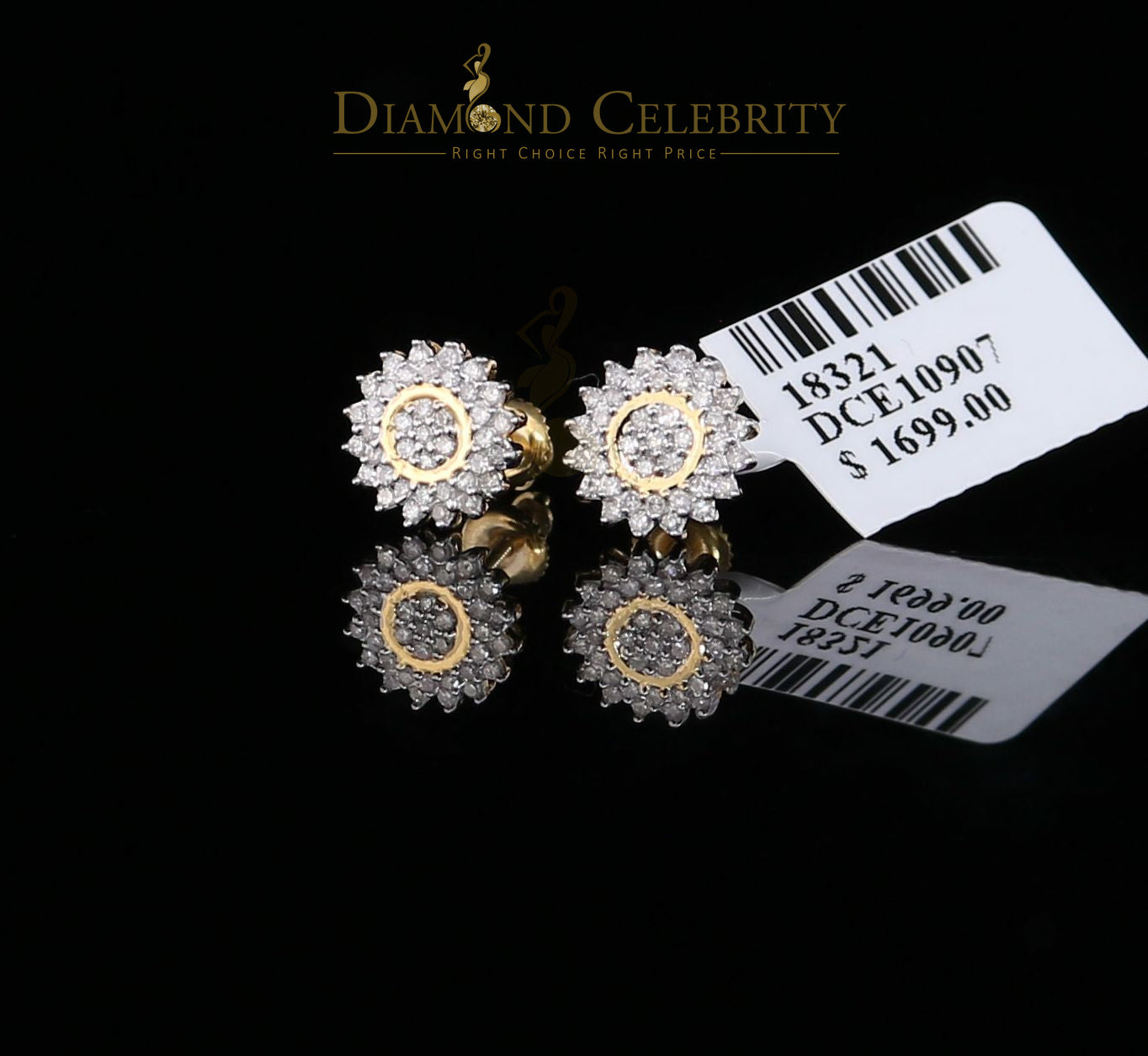 DiamondCelebritees10K Real Yellow Gold with 0.35CT Real Diamond Men's/Women's Stud Earrings