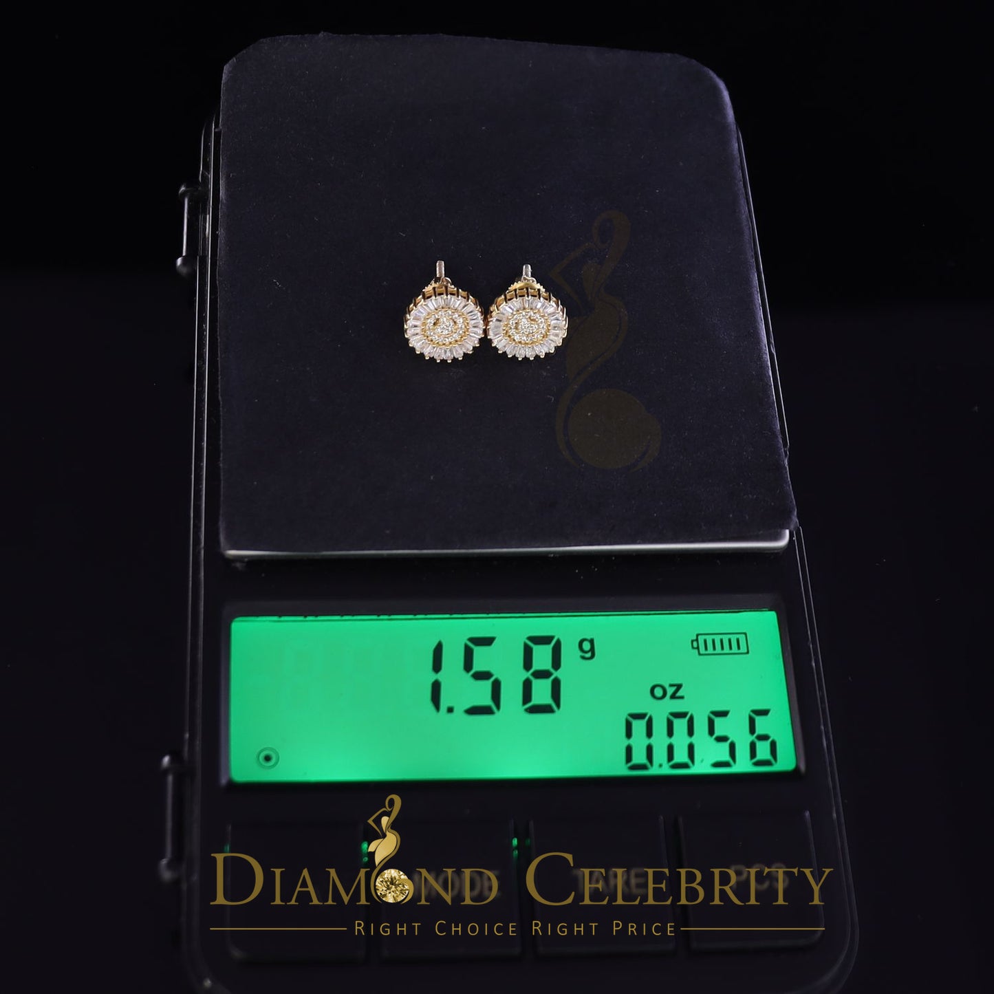 DiamondCelebritees Yellow 925 Sterling Silver 0.24ct Cubic Zirconia For Women's Round Earrings