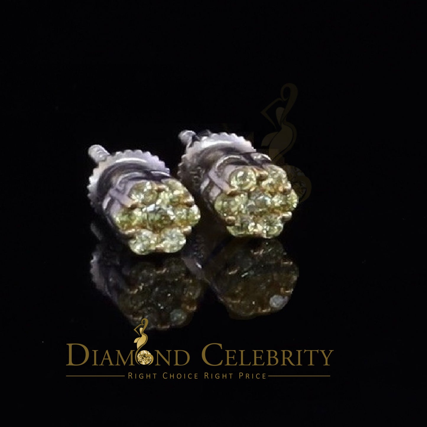DiamondCelebritees 925 White 0.18ct Silver Cubic Zirconia Women's / Men's Hip Hop Floral Earrings