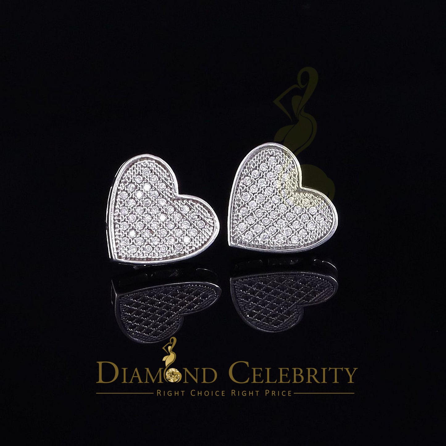 DiamondCelebritees 925 Sterling White Silver 0.84ct Cubic Zirconia Women's & Men's Heart Earring