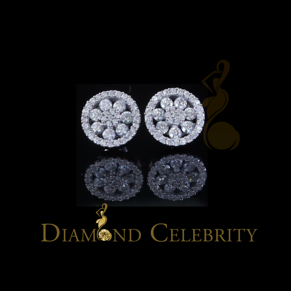 Diamondcelebritees New Earrings 925 Silver White Big Flower Stud 1.50ct VVS D Moissanite Men/Womens