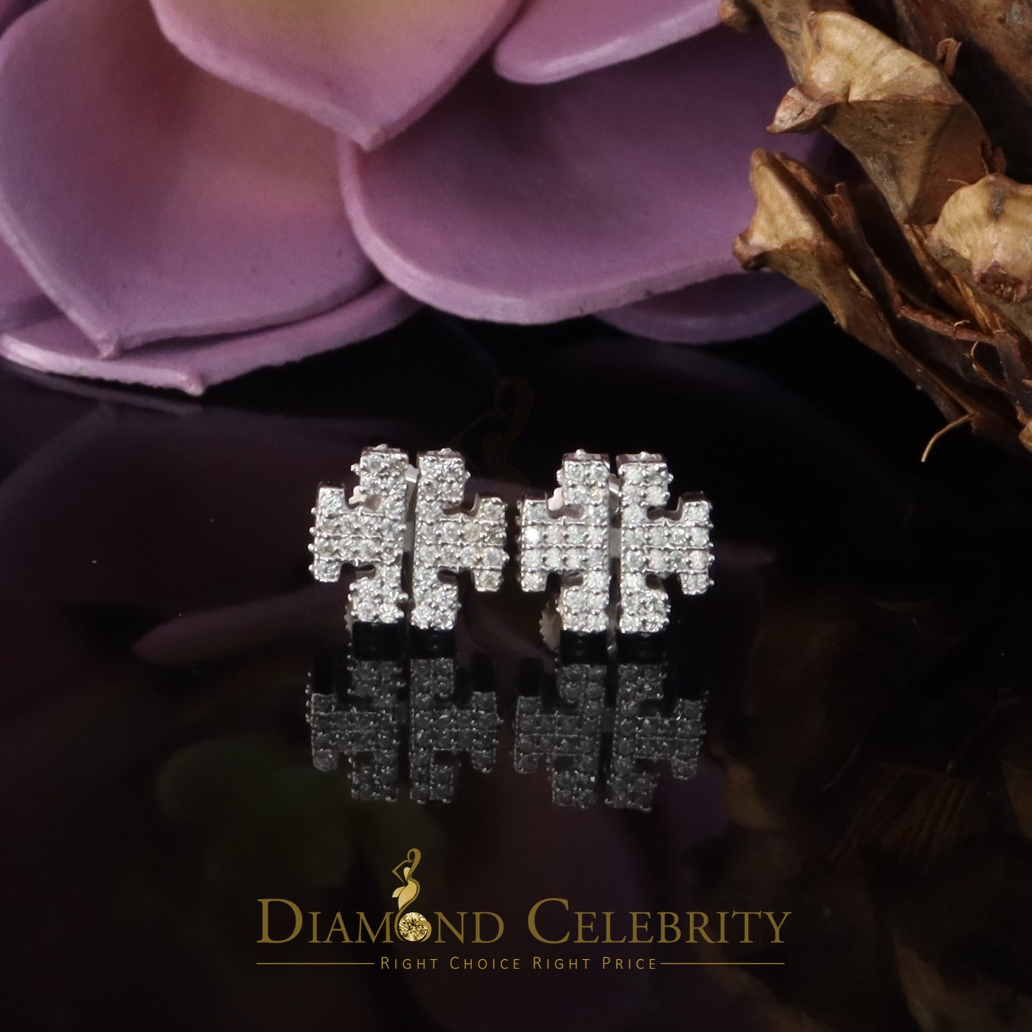 Diamondcelebritees Men's/Womens 925 Silver White 1.00ct VVS 'D' Moissanite Tory Burch Stud Earrings