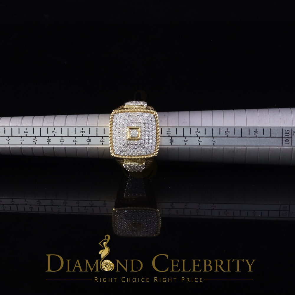 DiamondCelebritees Sterling Yellow Silver 3.00ct VVS 'D' Moissanite Square Rings Size 10 for Men's