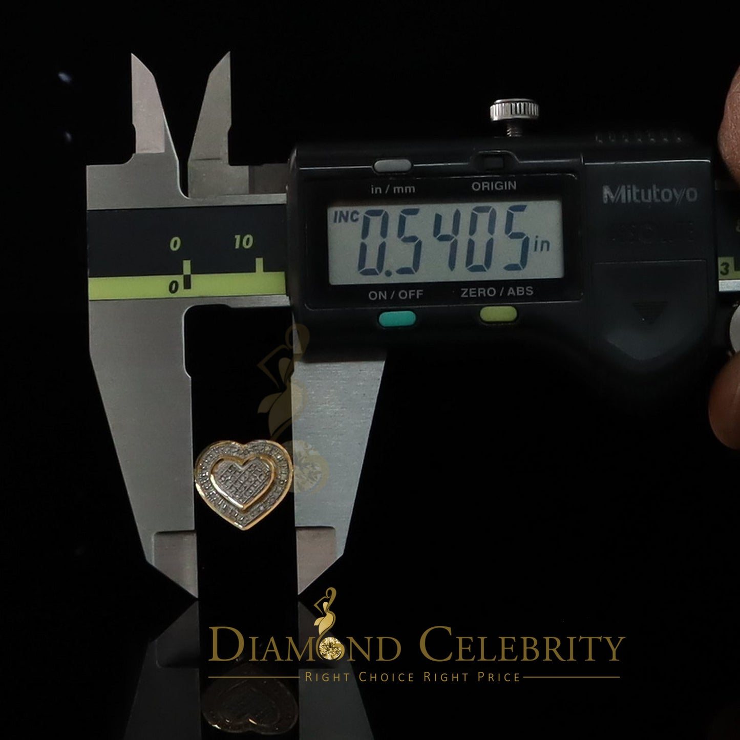 DiamondCelebritees Aretes Para Hombre Heart 925 Yellow Silver 0.30ct Diamond Women's /Men's Earring