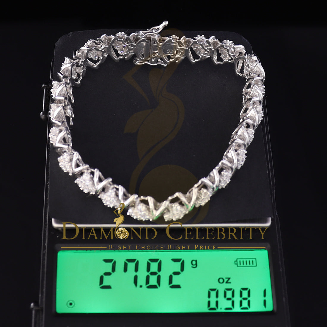 Diamondcelebritees Sterling Silver White Ladies Bracelet 11.0ct Cubic Zirconia Stone -Size 7 Inches