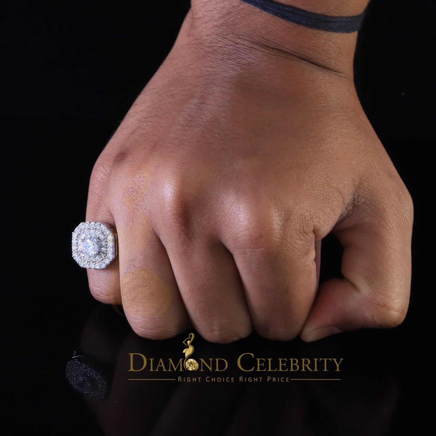 DiamondCelebritees 925 silverJewelry White 8.25 ct Cubic Zirconia Wide Octagon Men Ring Size 7.5