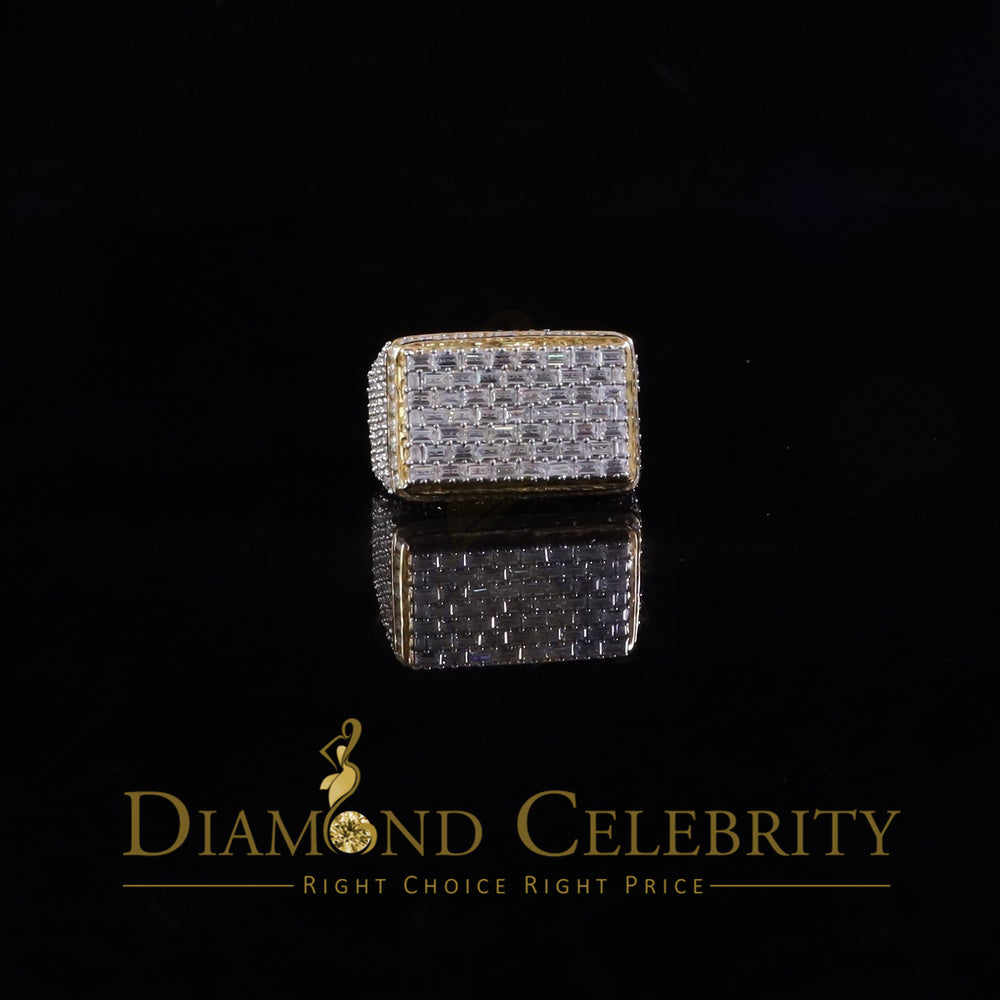 DiamondCelebritees 925 White Silver 6.50ct VVS 'D' Moissanite Rectangle Rings Size 10 for Men's