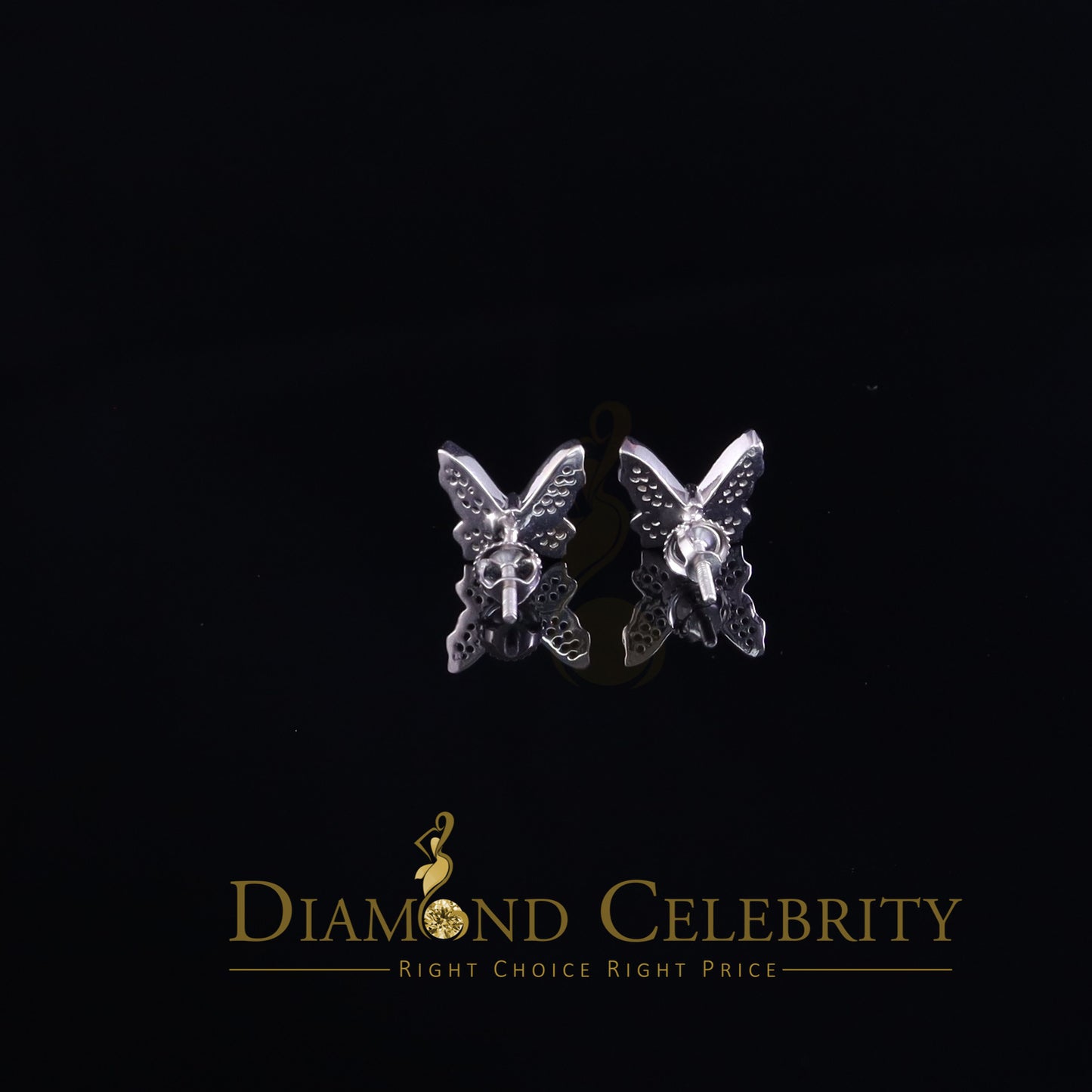 DiamondCelebritees Women's 0.34ct Cubic Zirconia Butterfly Stud Earrings White 925 Sterling Silver