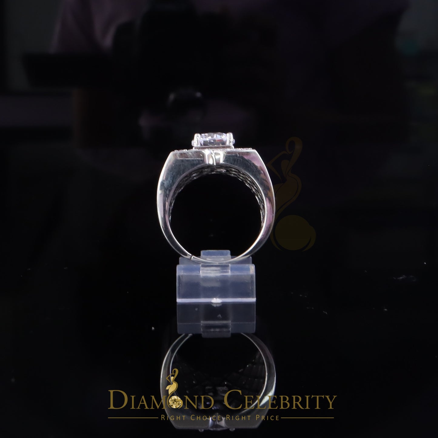 DiamondCelebritees 4.50ct Cubic Zirconia White 925 Silver Men's Adjustable Ring SZ From 9 to 11