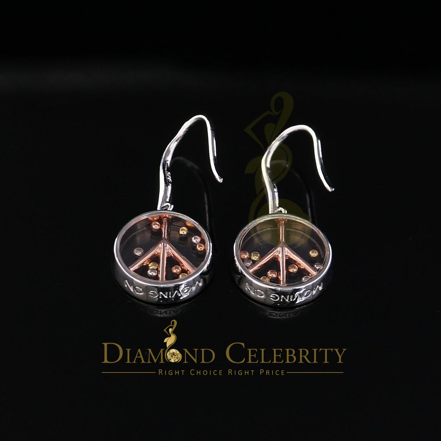 DiamondCelebritees White Men's Hip Hop CZ Round dangling 925 Sterling SilverCZ Earrings