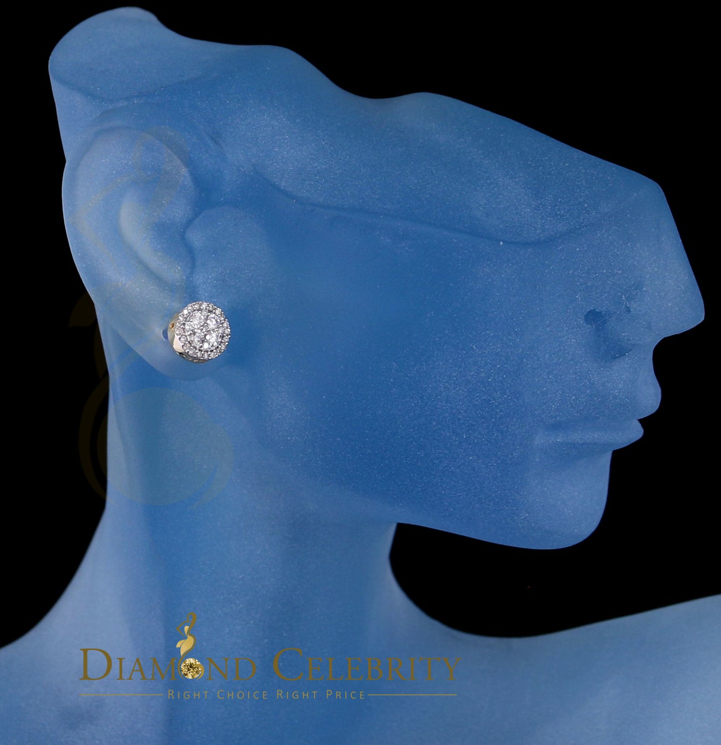DiamondCelebritees Men's/Women's 10K Real Yellow Gold Real Diamond 0.50CT Stud Round Earring
